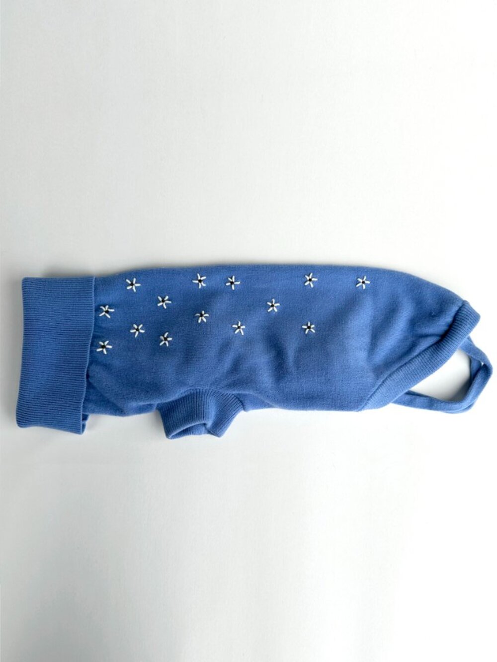 Dickens Closet Periwinkle Blue Embroidered Daisy Dog Sweater M Turtleneck Knit
